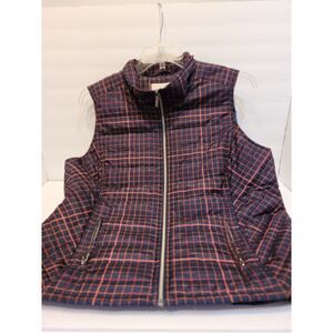 CJ Banks‎ navy/rust plaid quilted vest, plus size XL